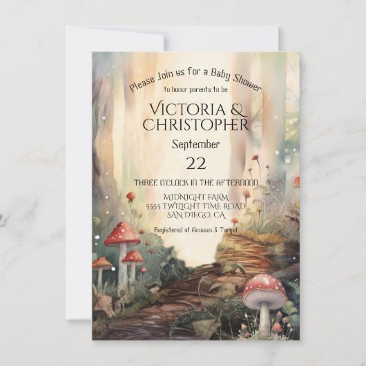 Betoverde Bos Paddestoel Mushroom Baby shower Kaart (Voorkant)