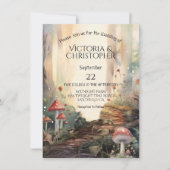 Betoverde Bos Paddestoel Twinkle Lights Bruiloft Kaart (Voorkant)