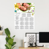 Betoverde Bos Patchwork Bloemachtige Sprookjesboom Poster (Thuiskantoor)