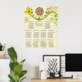 Betoverde Bos Patchwork Bloemachtige Sprookjesboom Poster (Thuiskantoor)
