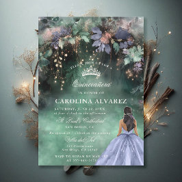 Betoverde Bos Periwinkle Blue Chic Quinceanera Kaart