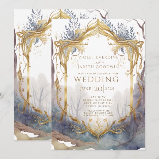Betoverde Bos Portal Bruiloft Kaart (Voorkant / Achterkant)