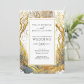 Betoverde Bos Portal Bruiloft uitnodiging Goud (Staand voorkant)