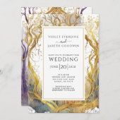 Betoverde Bos Portal Bruiloft uitnodiging Goud (Voorkant / Achterkant)