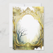 Betoverde Bos Portal Goud Lijst Bomen Bruiloft Kaart (Achterkant)
