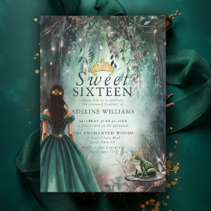 Betoverde Bos Prinses Kikker Sprookje Sweet 16 Kaart