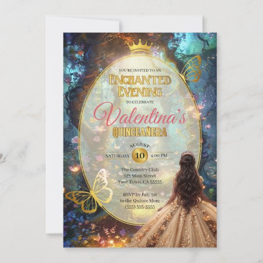 Betoverde bos Quinceañera uitnodiging (Voorkant)