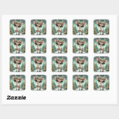 Betoverde Bos Rendier Prinses Vierkante Sticker (Vel)