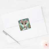 Betoverde Bos Rendier Prinses Vierkante Sticker (Envelop)