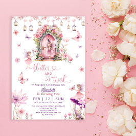 Betoverde Bos Roze Fee Wildflower Verjaardag Kaart