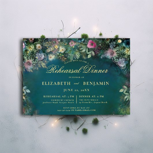 Betoverde Bos Rozen Sprookje Repetitie Diner Kaart