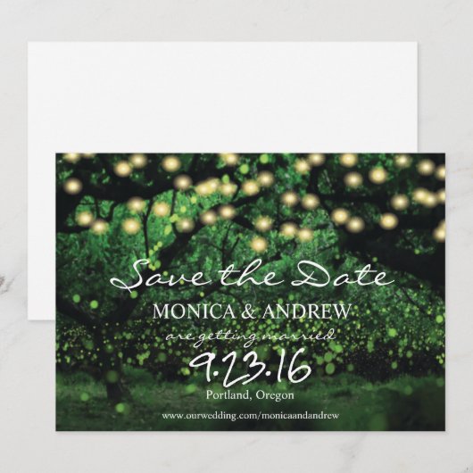 Betoverde Bos Sieraarlampjes Save the Date (Voorkant / Achterkant)