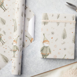 Betoverde Bos Sinterklaas Waterverf Kerstmis Cadeaupapier