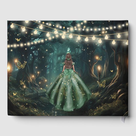 Betoverde bos smaragdgroene jurk Quinceanera Gastenboek (Achterkant)