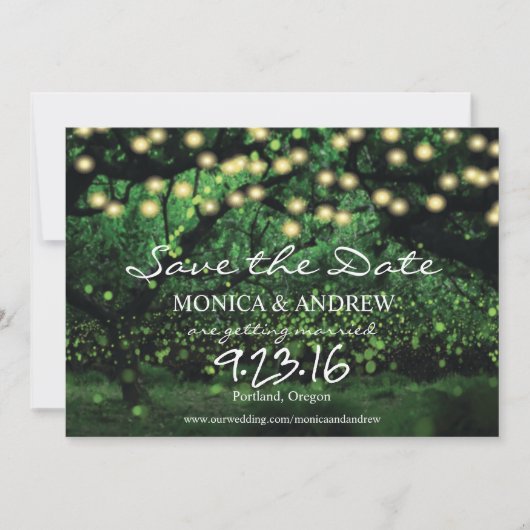 Betoverde Bos Sprookjeslichtjes Bewaar de Datum Save The Date (Voorkant)
