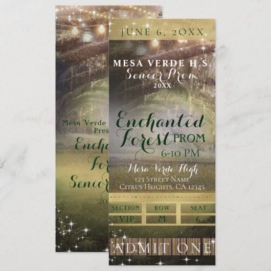 Betoverde bos string lichten Prom VIP Ticket Kaart (Voorkant / Achterkant)