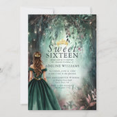 Betoverde Bos Tiara Goud Smaragd Mauve Sweet 16 Kaart (Voorkant)