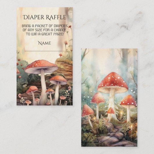 Betoverde Bos Toadstool Paddestoel Luier Raffle Visitekaartje (Voorkant / Achterkant)