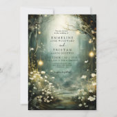 Betoverde Bos Tuin Pad Groene Bruiloft Kaart (Voorkant)