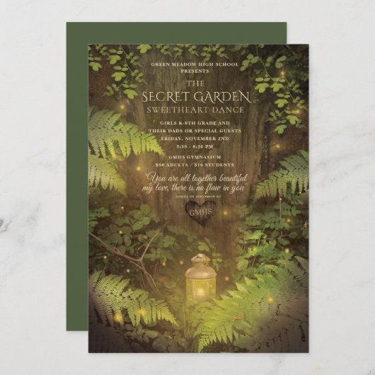 betoverde bos vader dochter dans uitnodiging (Voorkant / Achterkant)