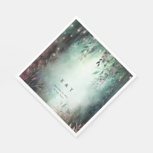 Betoverde Bos Vines Gouden Mauve Magische Bruiloft Servet (Hoek)