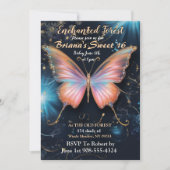 Betoverde Bos Vlinder Sweet 16 Uitnodiging (Voorkant)