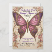 Betoverde Bos Vlinder Sweet 16 Uitnodiging (Voorkant)