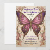 Betoverde Bos Vlinder Sweet 16 Uitnodiging (Voorkant / Achterkant)