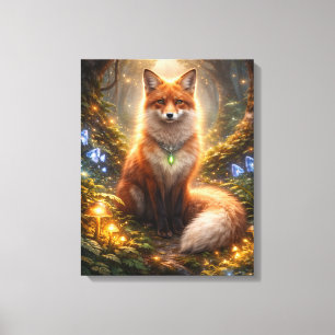 Betoverde bos vos gloed canvas afdruk