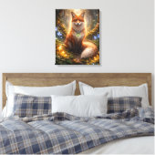 Betoverde bos vos gloed canvas afdruk (Insitu (Slaapkamer))