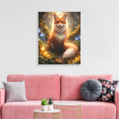 Betoverde bos vos gloed canvas afdruk (Insitu (Woonkamer))