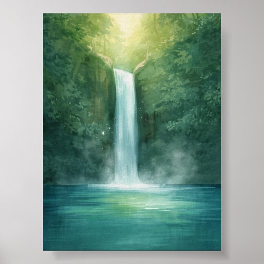 Betoverde Bos Waterval Poster (Voorkant)