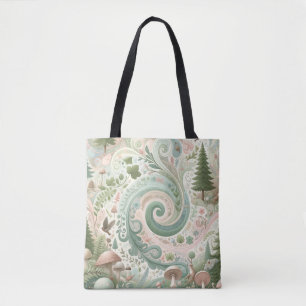 Betoverde Bos Whirl: Een Pastel Cottagecore Dream Tote Bag