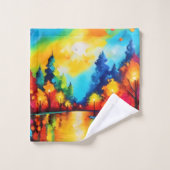 Betoverde bos zonsondergang bad handdoek (Wasdoekje)