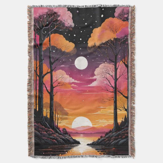 Betoverde bos zonsondergang deken (Voorkant Verticaal)