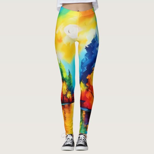 Betoverde bos zonsondergang leggings (Voorkant)