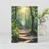 Betoverde Bosachtergrond Save the Date Kaart (Staand voorkant)