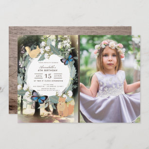 Betoverde bosbeboste dieren foto verjaardag kaart