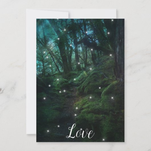 Betoverde Bosbomen Sfeerverlichting Bruidsdiner Kaart (Achterkant)