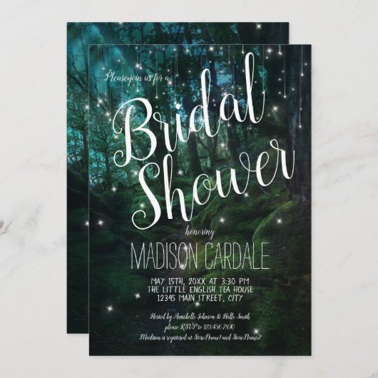 Betoverde Bosbomen Sfeerverlichting Bruidsdiner Kaart (Voorkant / Achterkant)