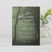 Betoverde bosboom donkergroene bruiloft kaart (Staand voorkant)