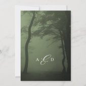 Betoverde bosboom donkergroene bruiloft kaart (Achterkant)