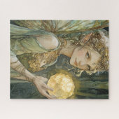 Betoverde bosfee met kristallen bol legpuzzel (Horizontaal)