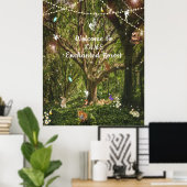 Betoverde bosfeeën Konijn Vlinders Vos  Poster (Thuiskantoor)