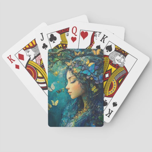 Betoverde Bosgodin met Vlinders (1) Pokerkaarten (Achterkant)