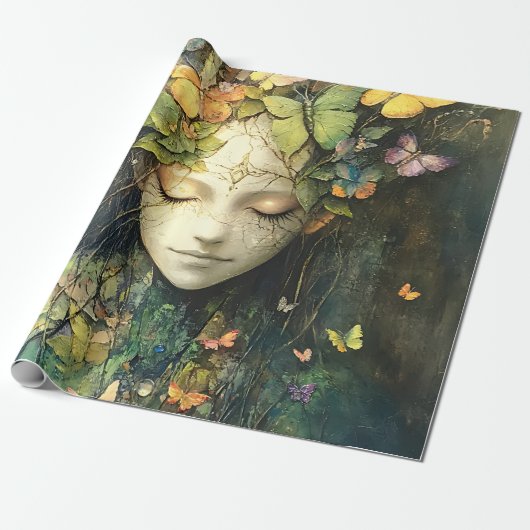 Betoverde Bosgodin met Vlinders (2) Cadeaupapier (Uitgerold)