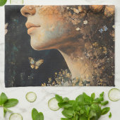 Betoverde Bosgodin met Vlinders (4) Theedoek (Gevouwen)