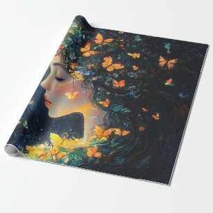 Betoverde Bosgodin met Vlinders (5) Cadeaupapier
