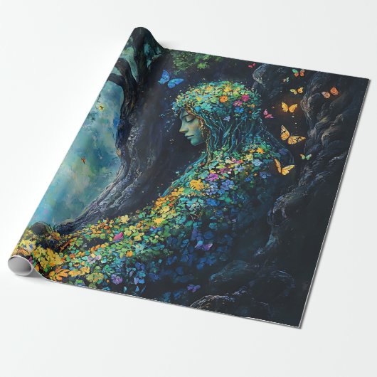 Betoverde Bosgodin met Vlinders (6) Cadeaupapier (Uitgerold)