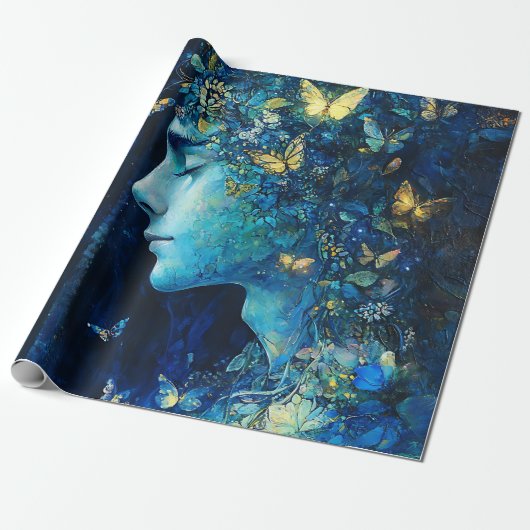 Betoverde Bosgodin met Vlinders (7) Cadeaupapier (Uitgerold)